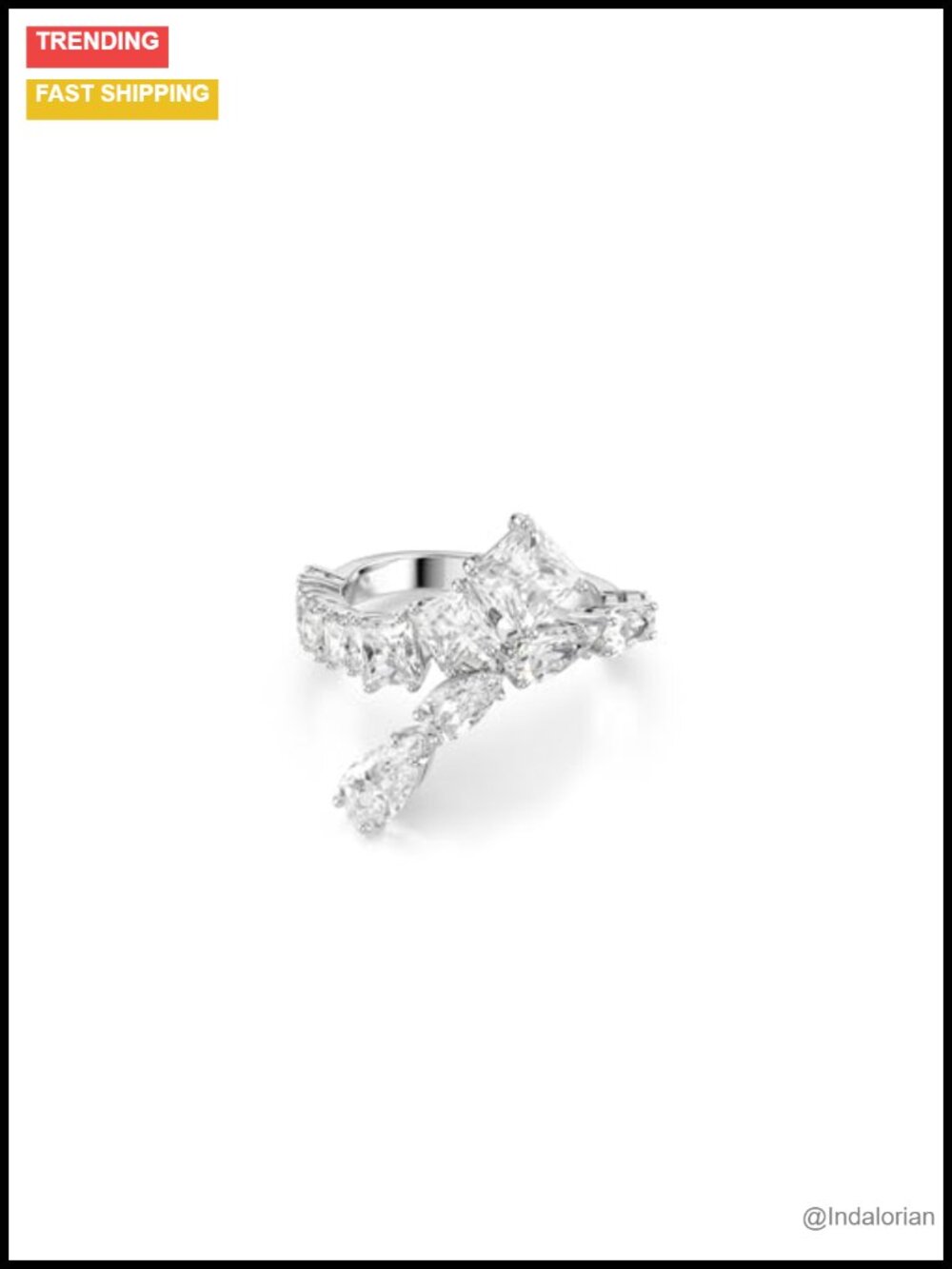 Swarovski Matrix Ring Mixed Cuts Rhodium Plated Statement